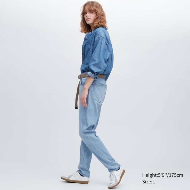 Men Uniqlo Ezy Ultra Stretch Slim Fit Jeans Blue | 8850367