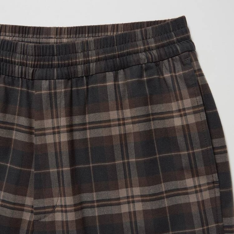 Men Uniqlo Flannel Ankle Length Pants Brown | 3205603