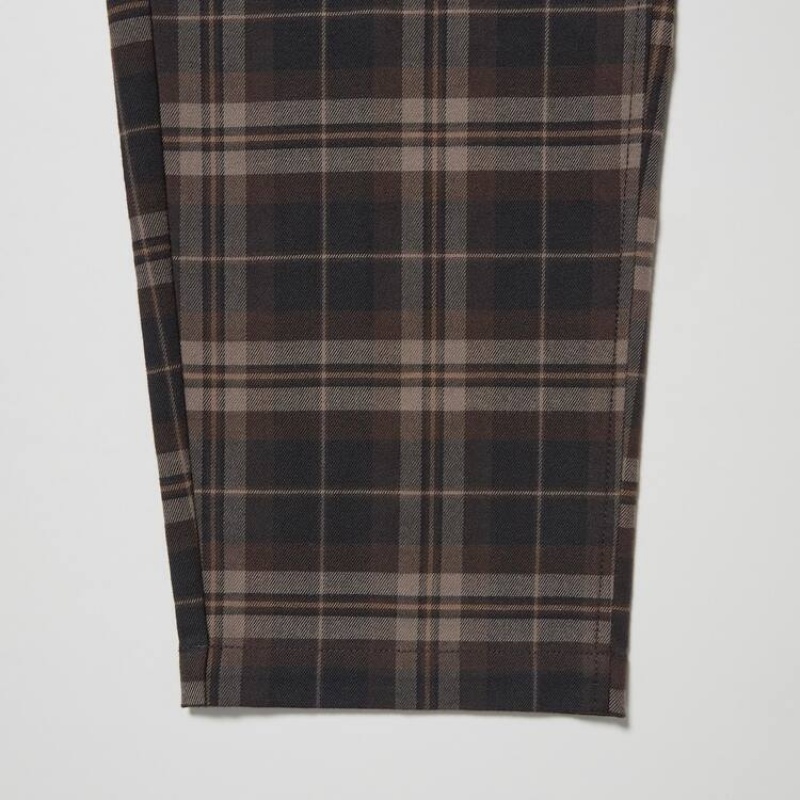Men Uniqlo Flannel Ankle Length Pants Brown | 3205603