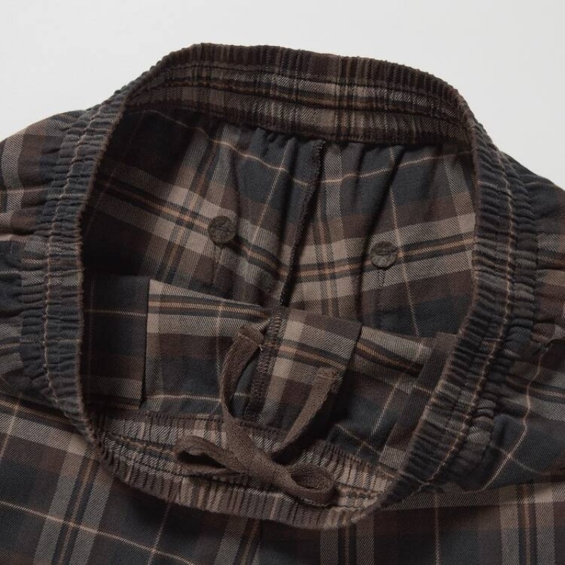 Men Uniqlo Flannel Ankle Length Pants Brown | 3205603