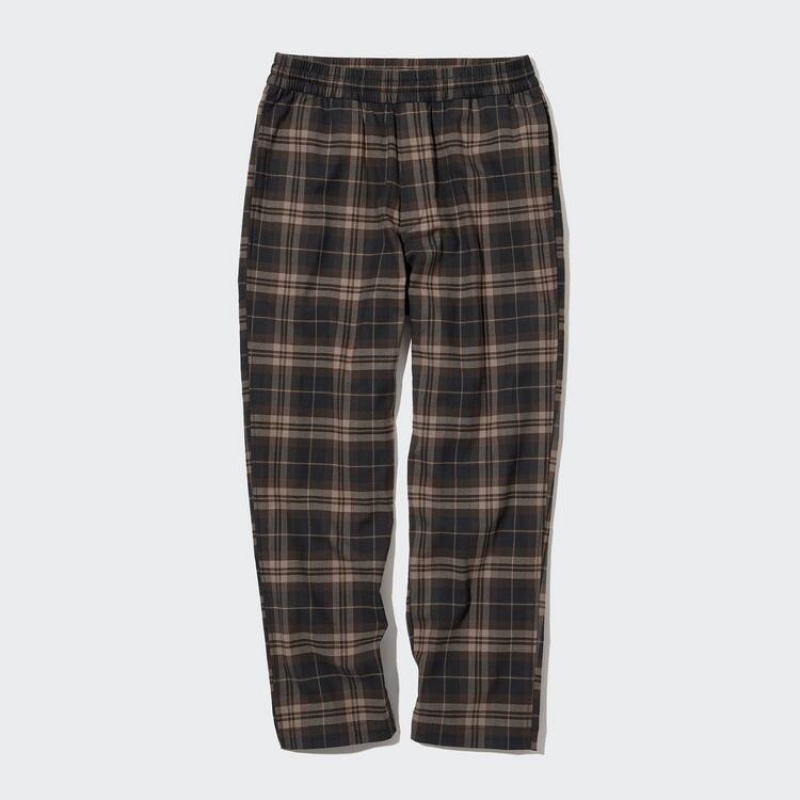 Men Uniqlo Flannel Ankle Length Pants Brown | 3205603