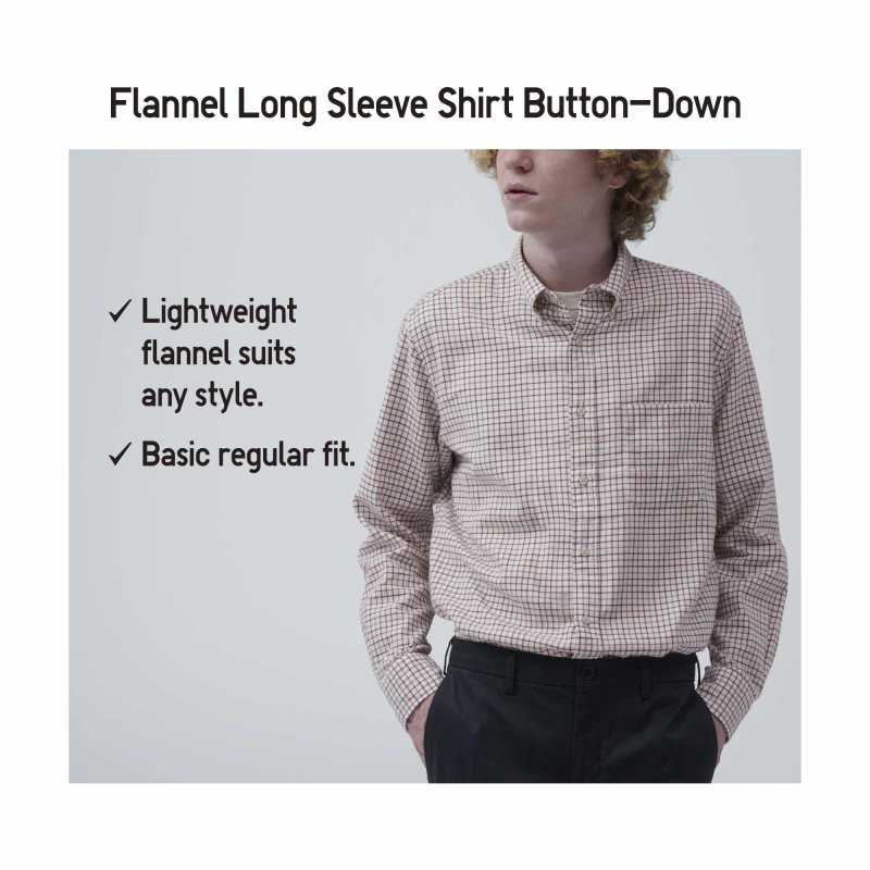 Men Uniqlo Flannel Checked Long Sleeve Shirts Blue | 5525932
