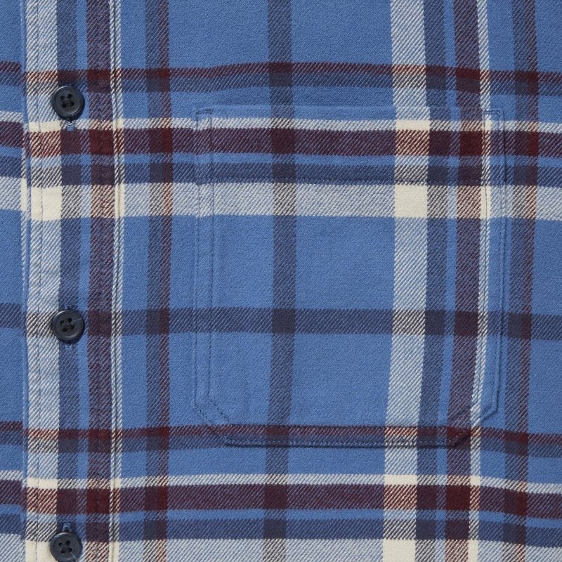 Men Uniqlo Flannel Checked Long-sleeve Shirts Blue | 4508868