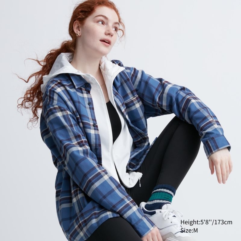 Men Uniqlo Flannel Checked Long-sleeve Shirts Blue | 4508868