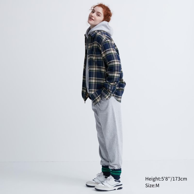 Men Uniqlo Flannel Checked Long-sleeve Shirts Blue | 6480048
