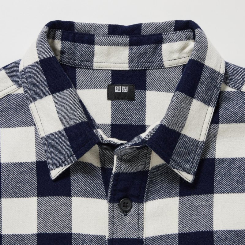 Men Uniqlo Flannel Checked Long-sleeve Shirts Blue | 6683939