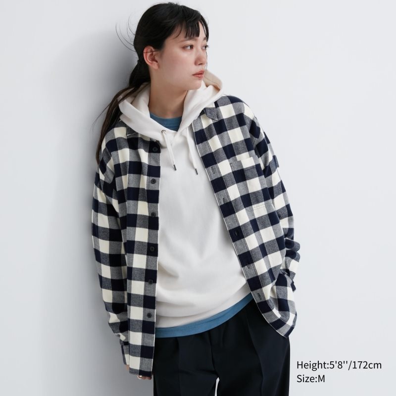 Men Uniqlo Flannel Checked Long-sleeve Shirts Blue | 6683939