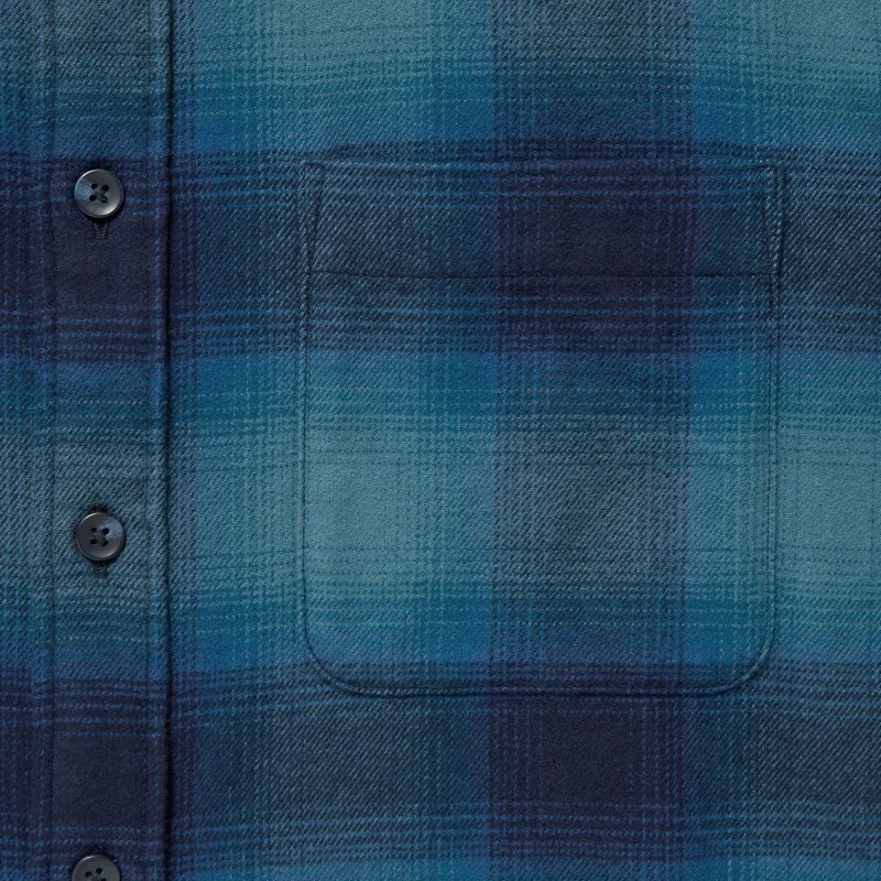 Men Uniqlo Flannel Checked Long-sleeve Shirts Blue | 578498