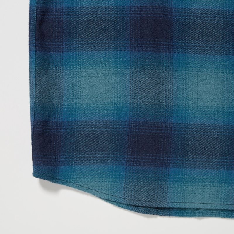 Men Uniqlo Flannel Checked Long-sleeve Shirts Blue | 578498
