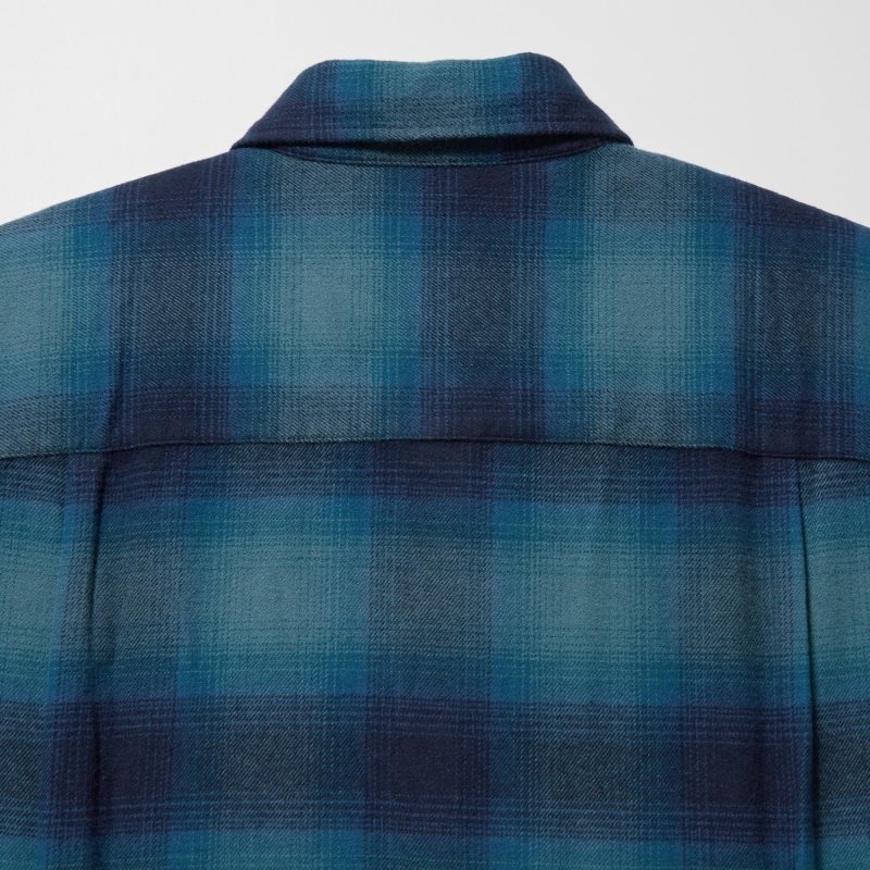 Men Uniqlo Flannel Checked Long-sleeve Shirts Blue | 578498