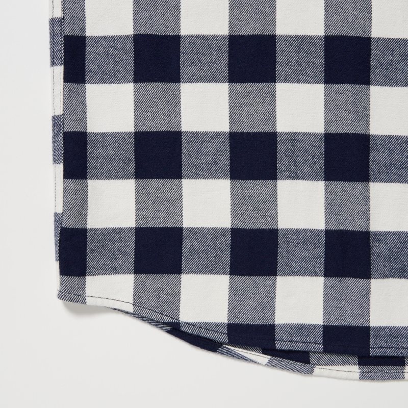Men Uniqlo Flannel Checked Long-sleeve Shirts White | 9348687