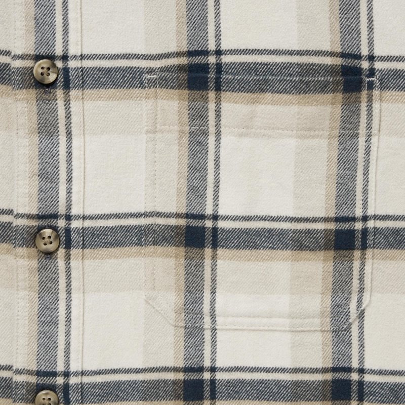 Men Uniqlo Flannel Checked Long-sleeve Shirts Beige | 6082488