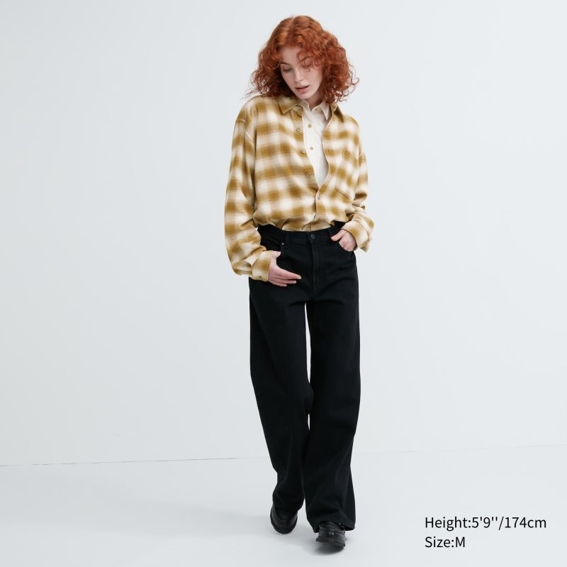 Men Uniqlo Flannel Checked Long-sleeve Shirts Yellow | 3521703