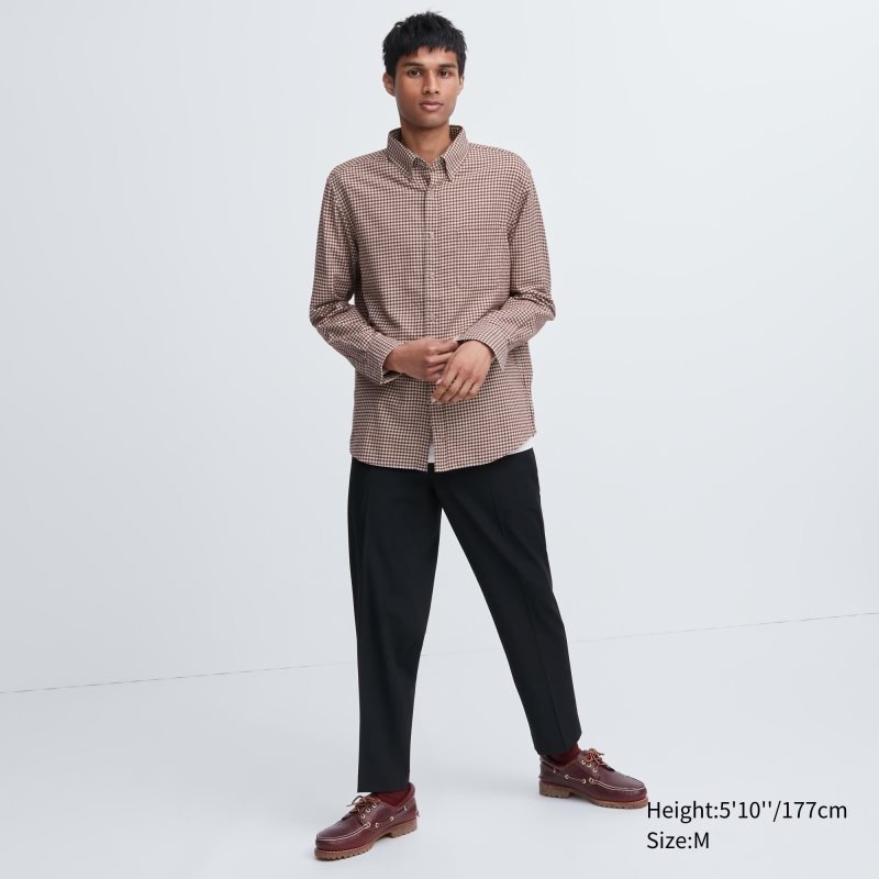 Men Uniqlo Flannel Checked Long-sleeve Shirts Red | 4663336