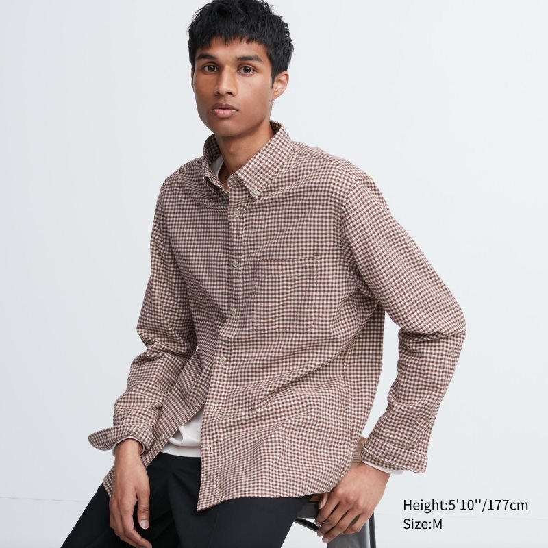 Men Uniqlo Flannel Checked Long-sleeve Shirts Red | 4663336