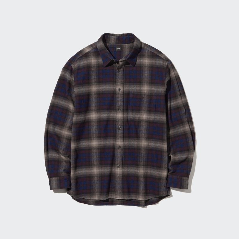 Men Uniqlo Flannel Checked Long-sleeve Shirts Green | 6742876