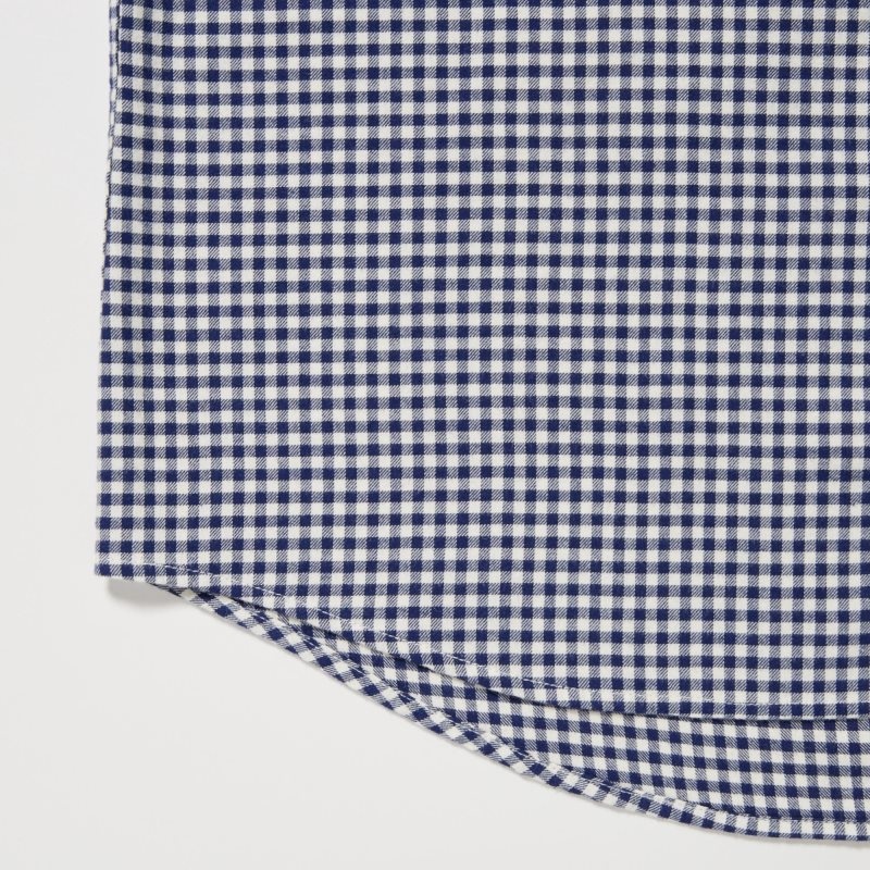 Men Uniqlo Flannel Checked Long-sleeve Shirts Navy | 8597460