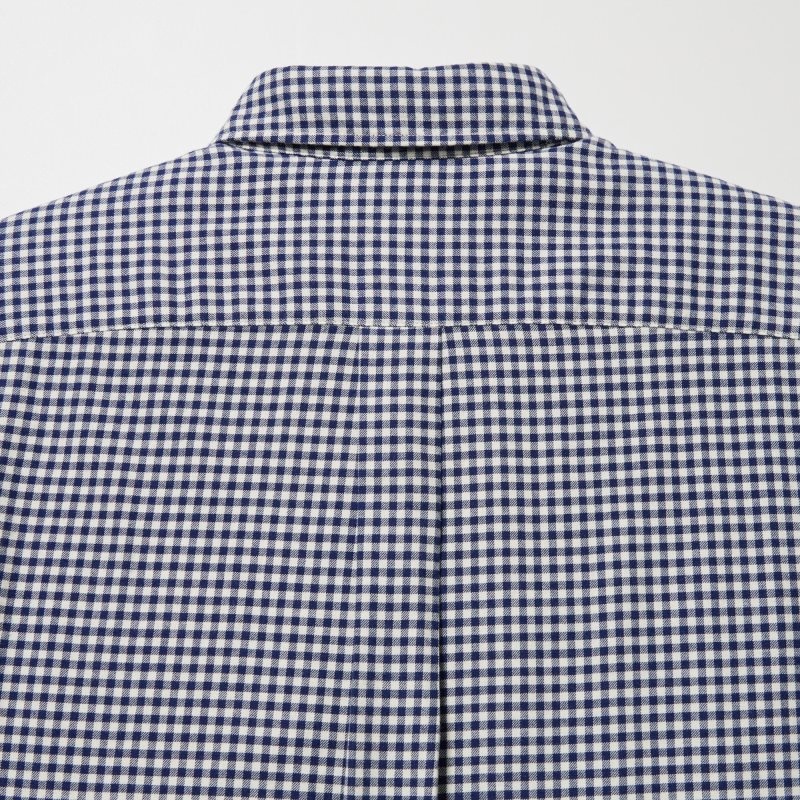 Men Uniqlo Flannel Checked Long-sleeve Shirts Navy | 8597460