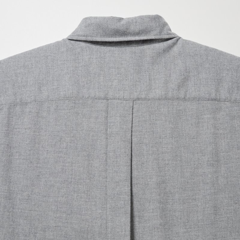 Men Uniqlo Flannel Long-Sleeve Shirts Grey | 2284499