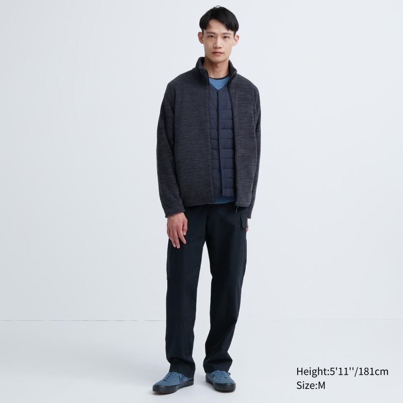 Men Uniqlo Fleece Full-zip Long Sleeve Jackets Blue | 1757658