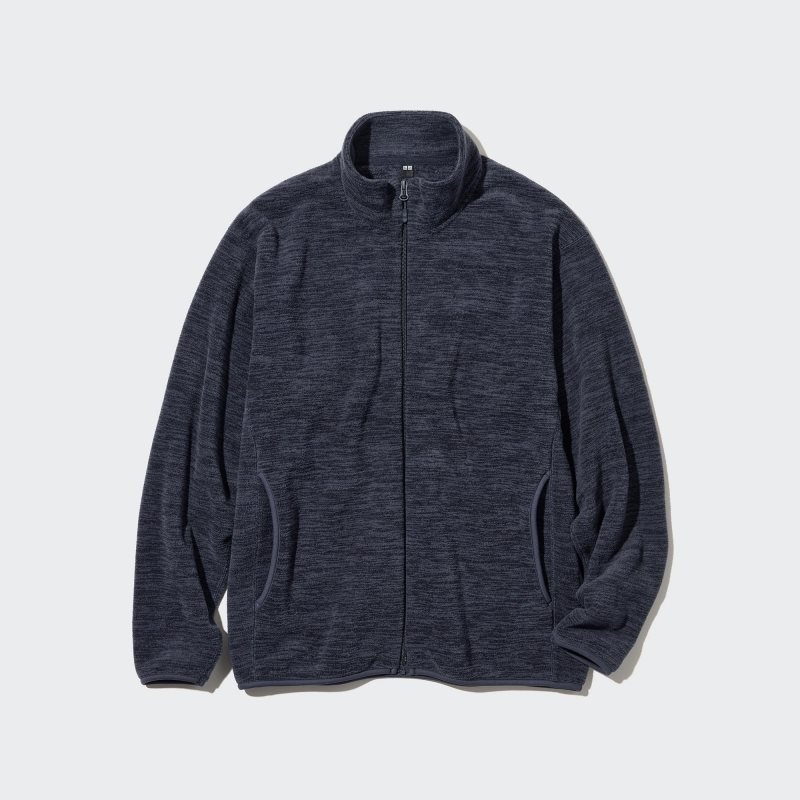 Men Uniqlo Fleece Full-zip Long Sleeve Jackets Blue | 1757658