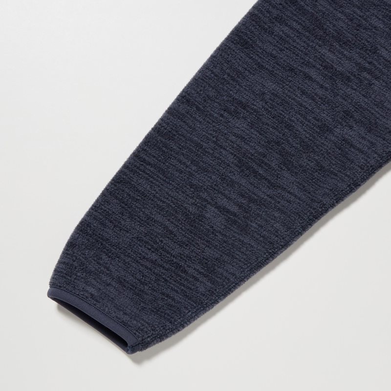 Men Uniqlo Fleece Full-zip Long Sleeve Jackets Blue | 1757658