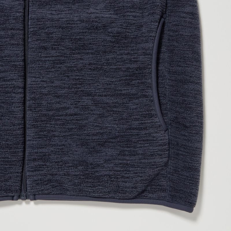 Men Uniqlo Fleece Full-zip Long Sleeve Jackets Blue | 1757658