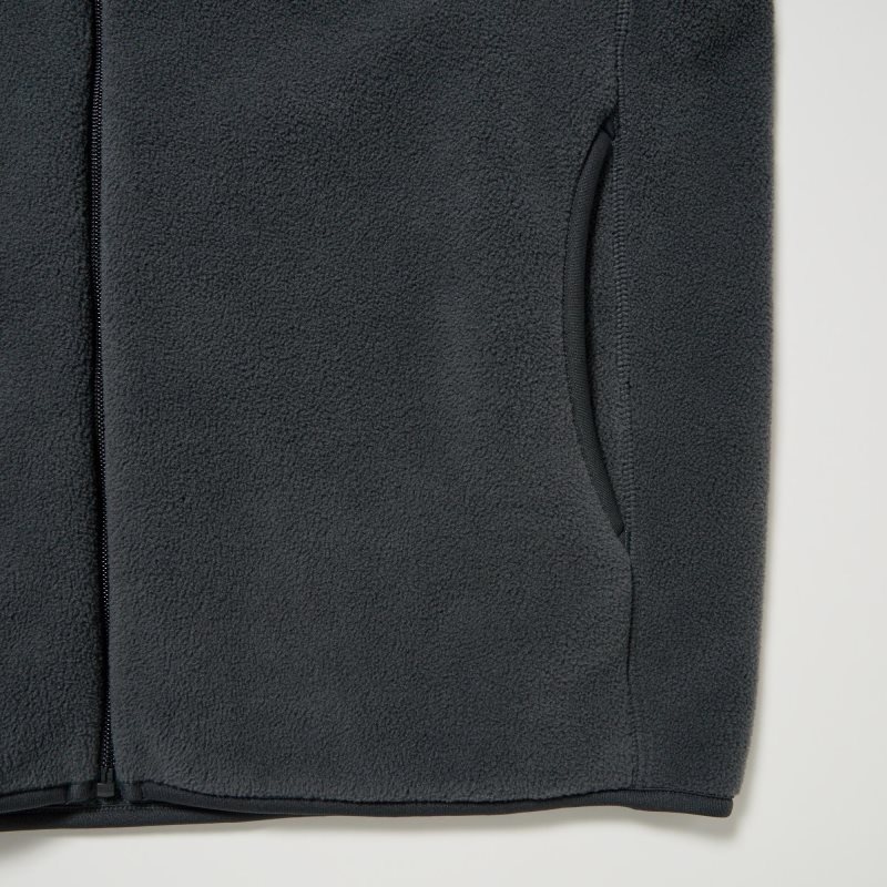 Men Uniqlo Fleece Long Sleeve Full-zip Jackets Blue | 9528243
