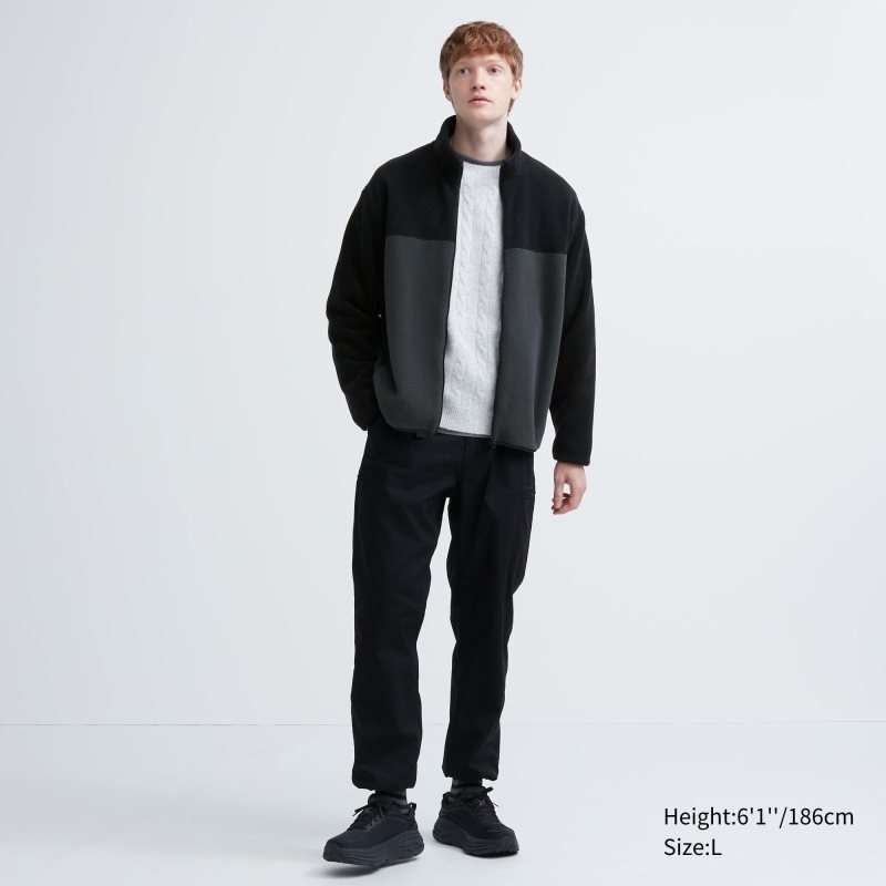 Men Uniqlo Fleece Long Sleeve Full-zip Jackets Blue | 9528243