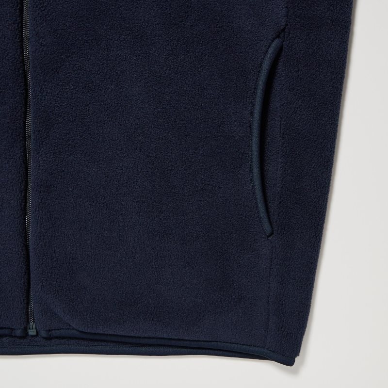 Men Uniqlo Fleece Long-sleeve Full-zip Jackets Navy | 2724035