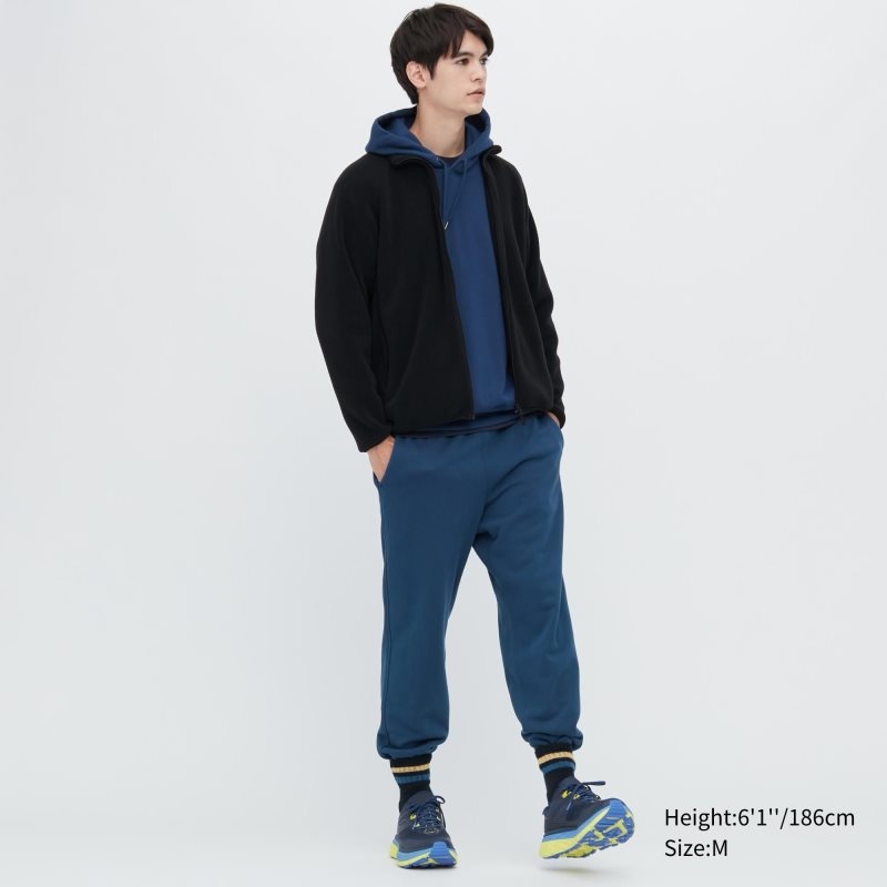 Men Uniqlo Fleece Long-sleeve Full-zip Jackets Navy | 2724035