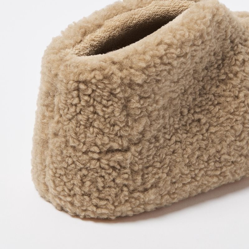 Men Uniqlo Fleece Room Faux Shearling Fleece Slippers Beige | 2307176