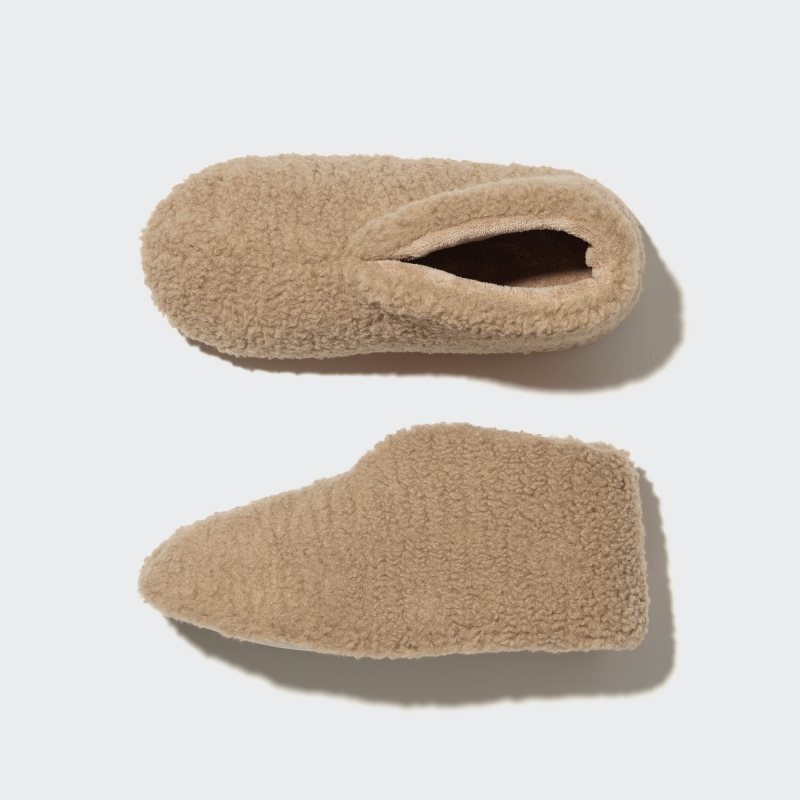 Men Uniqlo Fleece Room Faux Shearling Fleece Slippers Beige | 2307176
