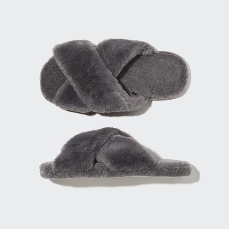 Men Uniqlo Fleece Room Furry Fleece Slippers Grey | 5923944