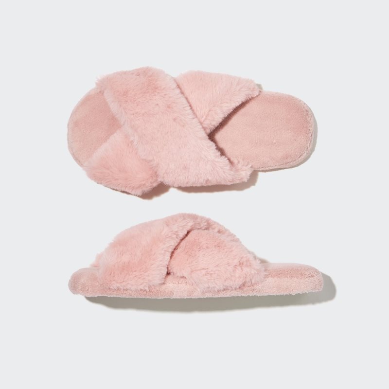 Men Uniqlo Fleece Room Furry Fleece Slippers Pink | 5901939
