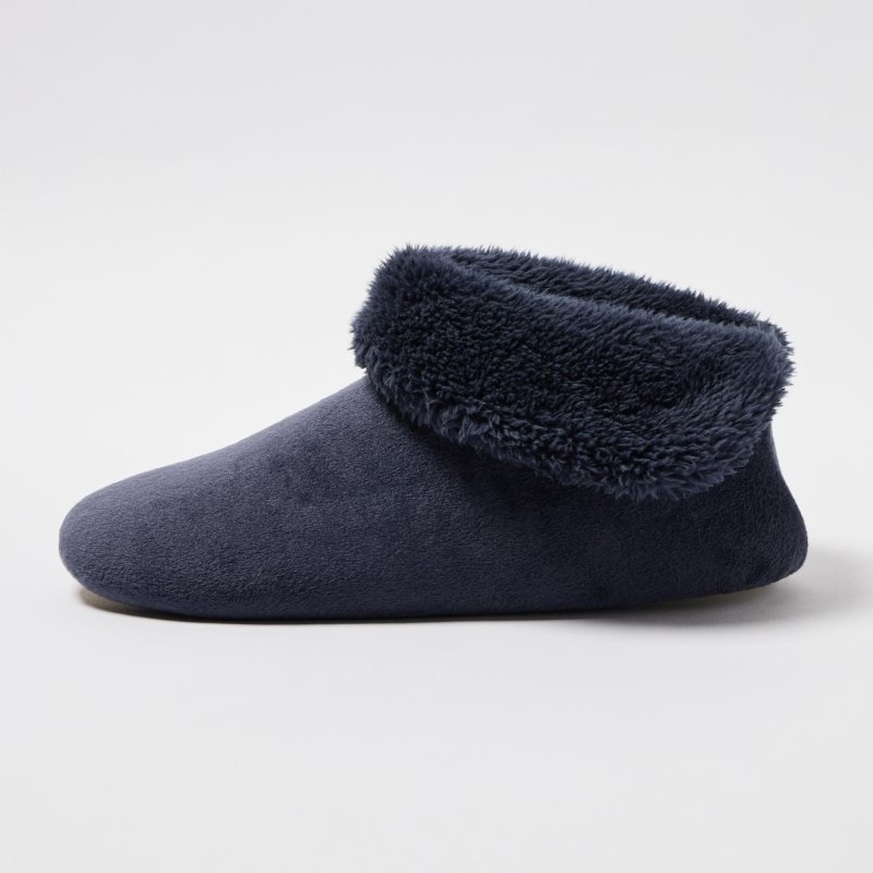 Men Uniqlo Fleece Room Velour Slippers Navy | 9326350