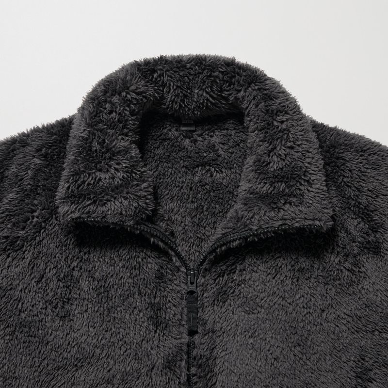 Men Uniqlo Fluffy Yarn Fleece Full-Zip Jackets Black | 7752445