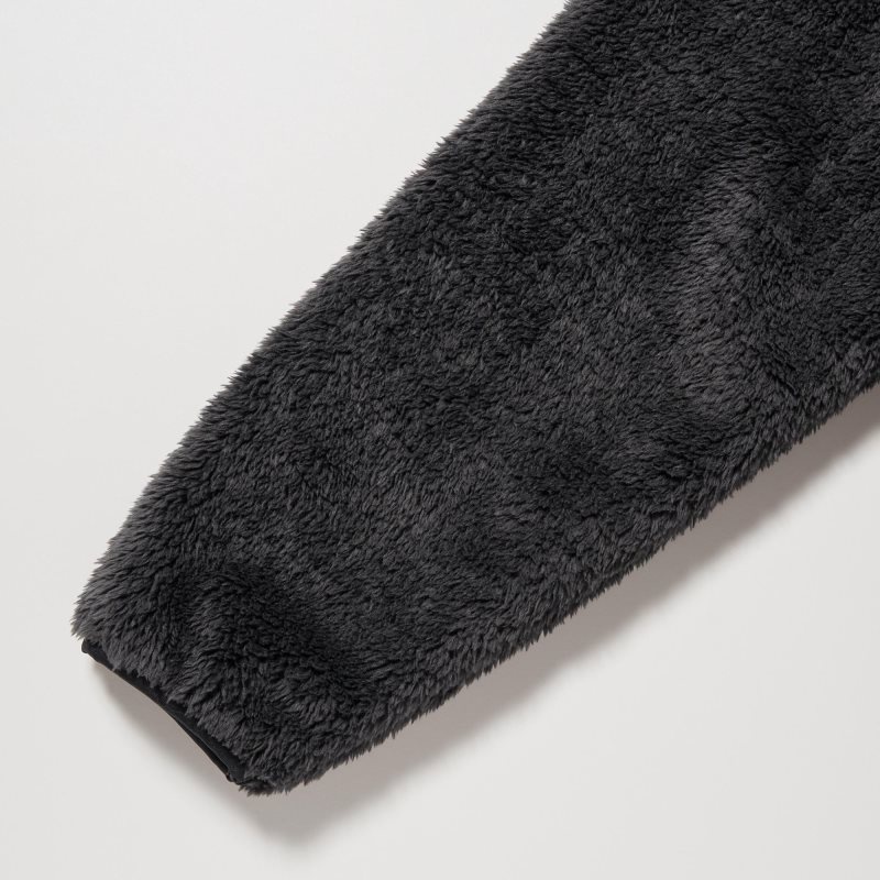 Men Uniqlo Fluffy Yarn Fleece Full-Zip Jackets Black | 7752445