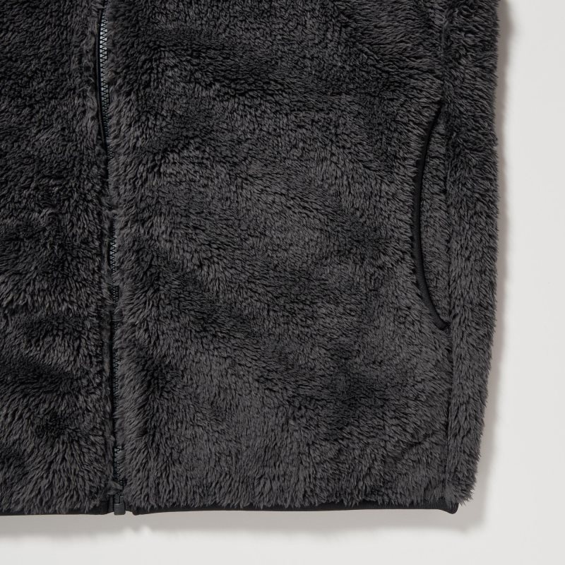 Men Uniqlo Fluffy Yarn Fleece Full-Zip Jackets Black | 7752445