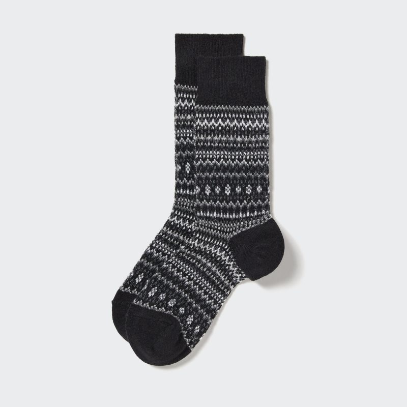 Men Uniqlo HEATTECH Fair Isle Socks Black | 4230420