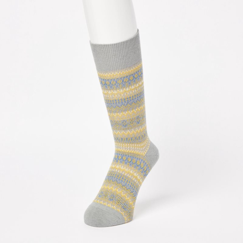 Men Uniqlo HEATTECH Fair Isle Socks Grey | 9667393