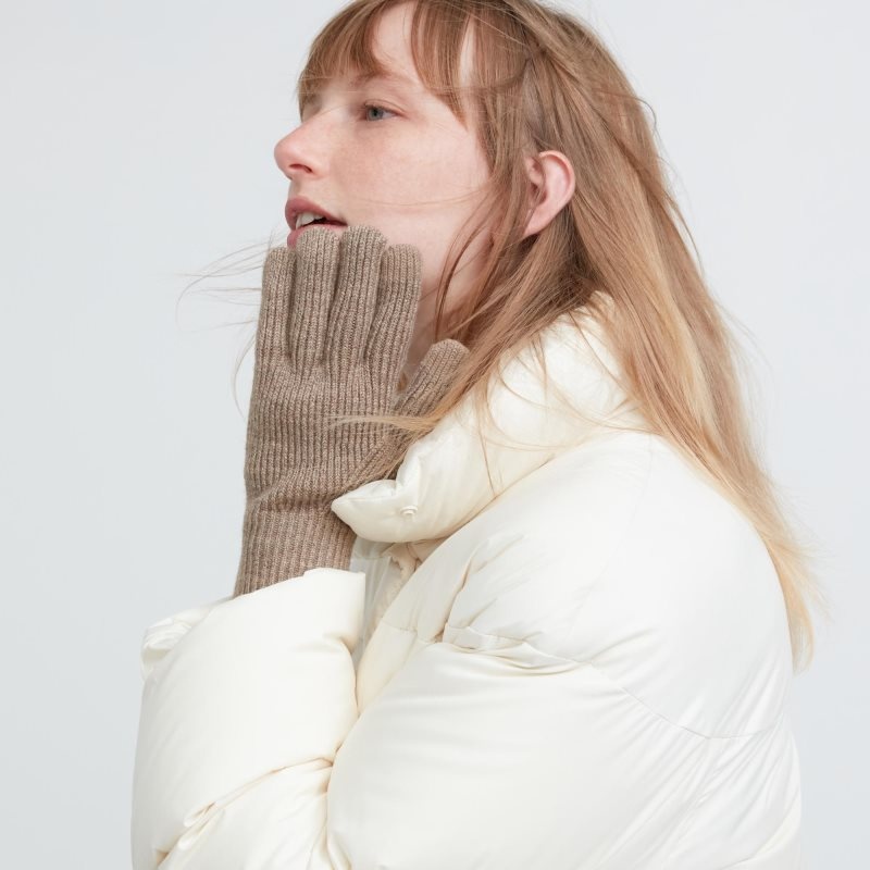 Men Uniqlo HEATTECH Knitted Gloves Beige | 102571