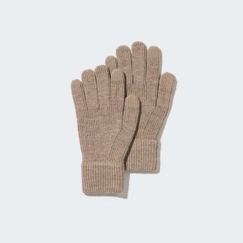 Men Uniqlo HEATTECH Knitted Gloves Beige | 102571