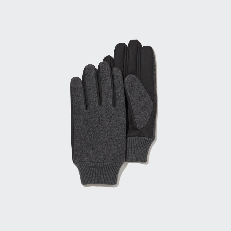 Men Uniqlo HEATTECH Lined Faux Wool Gloves Grey | 4150695