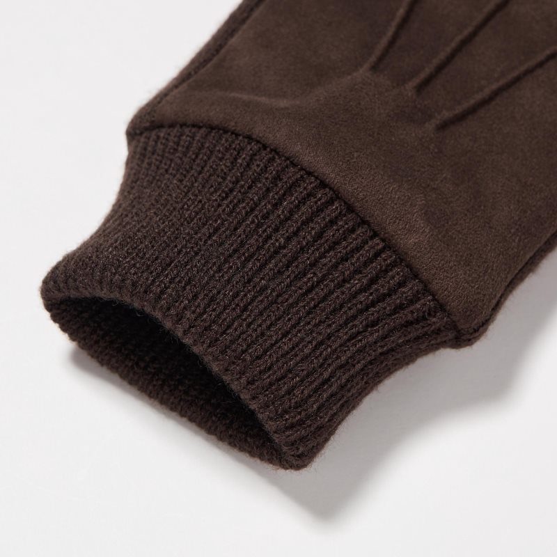 Men Uniqlo HEATTECH Lined Gloves Brown | 5631543