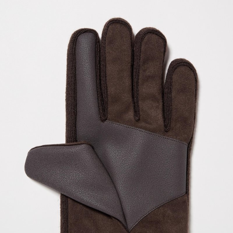Men Uniqlo HEATTECH Lined Gloves Brown | 5631543