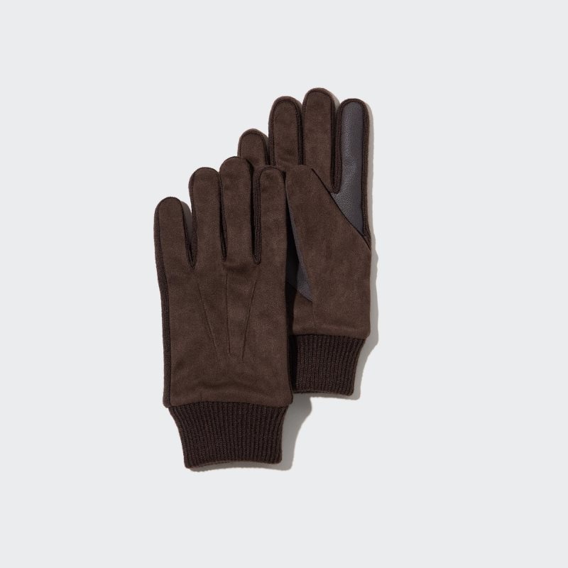 Men Uniqlo HEATTECH Lined Gloves Brown | 5631543