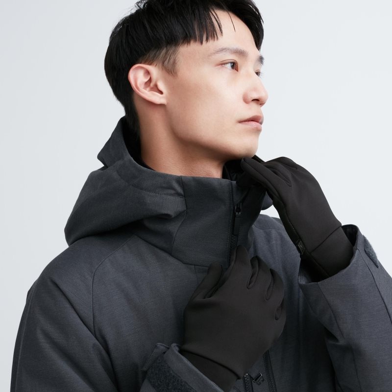 Men Uniqlo HEATTECH Lined Stretch Gloves Black | 30216