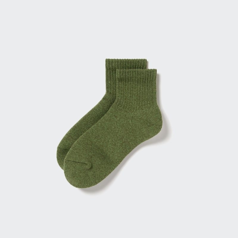 Men Uniqlo HEATTECH Pile Half Socks Green | 2982238