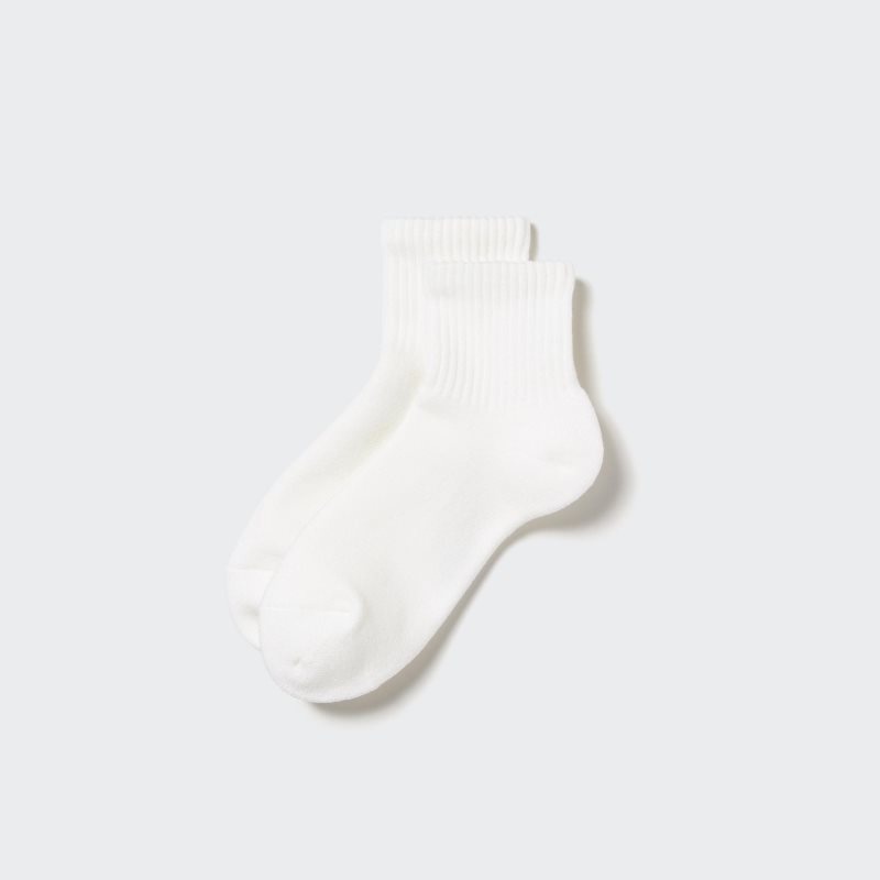 Men Uniqlo HEATTECH Pile Half Socks White | 6308680